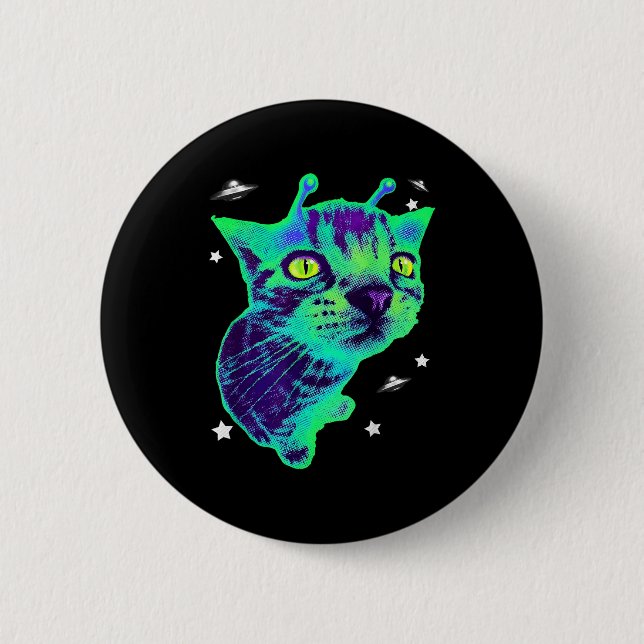 Glerp Glorp Funny Alien Cat Meme Gnarp Cat Silly A Button (Vorderseite)