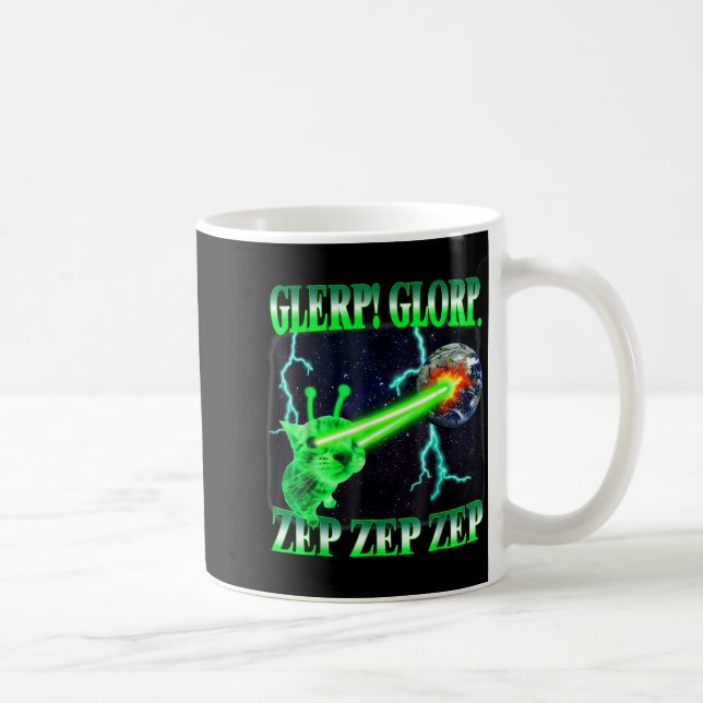 Glerp Glorp Funny Alien Cat Meme Gnarp Cat Silly A Kaffeetasse (Rechts)