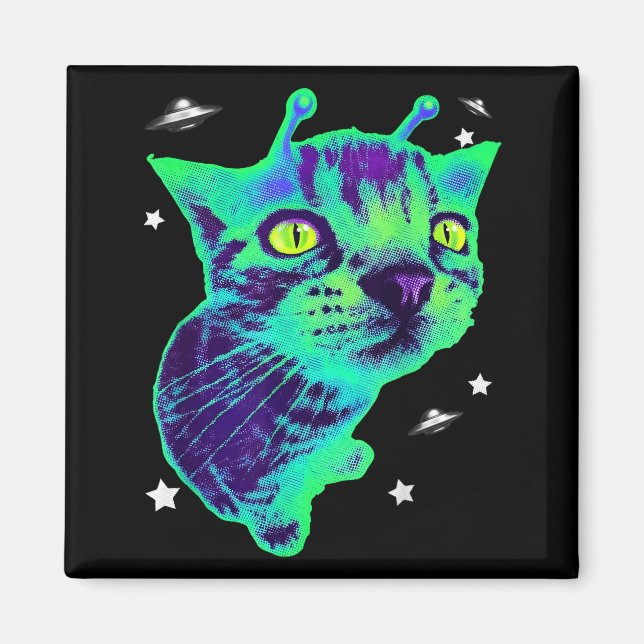 Glerp Glorp Funny Alien Cat Meme Gnarp Cat Silly A Magnet (Vorne)