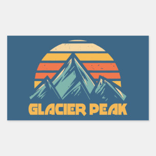 Gletscher-Gipfel Retro Türkis Rechteckiger Aufkleber