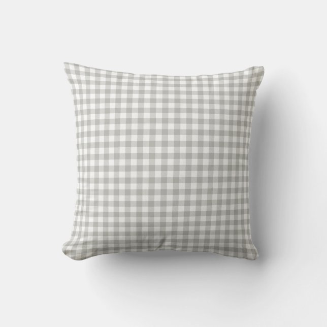 Gletscher-graues Gingham-Muster-Wurfs-Kissen Kissen (Vorderseite)