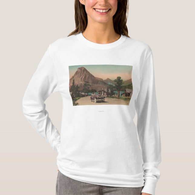 Gletscher, M.Ü. - Ansicht von zwei Chalets u. Mt. T-Shirt (Vorderseite)