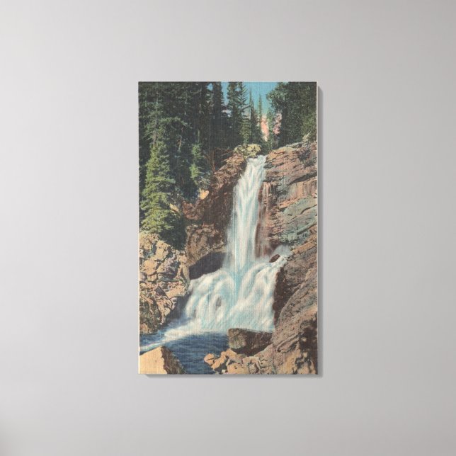 Gletscher, MT - Ansicht von Trick Falls & Medicine Leinwanddruck (Vorderseite)