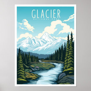 Gletscher-Nationalpark Montana USA Reise Poster