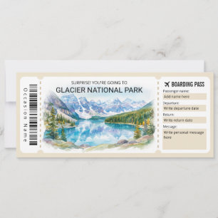 Gletscher-Nationalpark-Reise-Boarding-Pass-Ticket Einladung