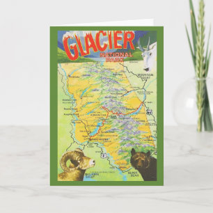 Gletscher-Nationalpark Vintage-Karte Karte