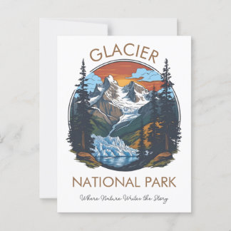 Gletscher-Nationalpark Vintage-Sonnenuntergangs-Po Postkarte