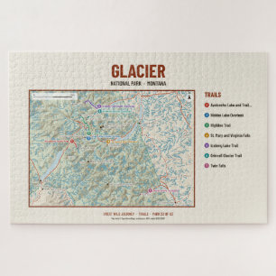 Gletscher-Nationalpark-Wanderweg-Kartenpuzzle