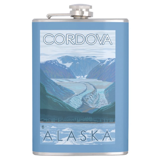 Gletscher-Szene - Cordova, Alaska Flachmann (Vorderseite)