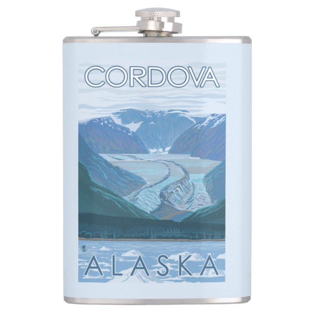 Gletscher-Szene - Cordova, Alaska Flachmann (Vorderseite)
