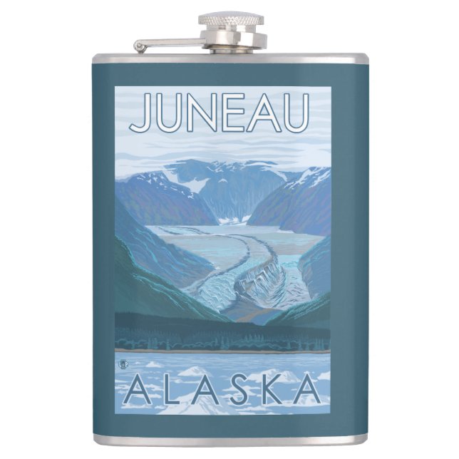 Gletscher-Szene - Juneau, Alaska Flachmann (Vorderseite)