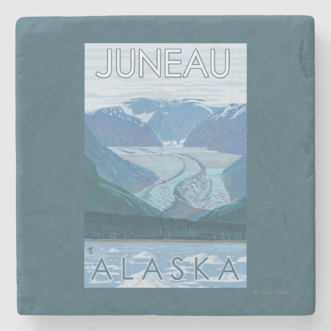 Gletscher-Szene - Juneau, Alaska Steinuntersetzer (Vorderseite)