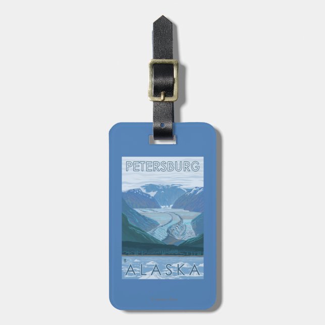 Gletscher-Szene - Petersburg, Alaska Gepäckanhänger (Vorderseite vertikal)
