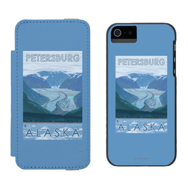 Gletscher-Szene - Petersburg, Alaska Incipio iPhone Geldbeutel-Hülle (Seite an Seite)