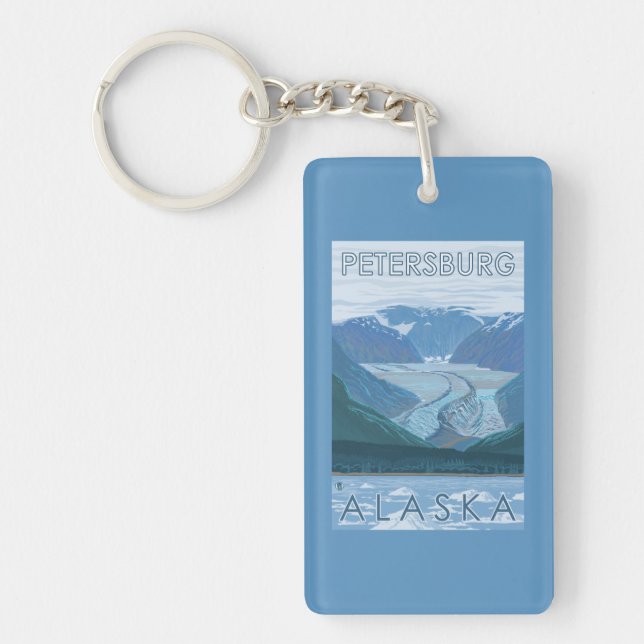 Gletscher-Szene - Petersburg, Alaska Schlüsselanhänger (Vorderseite)