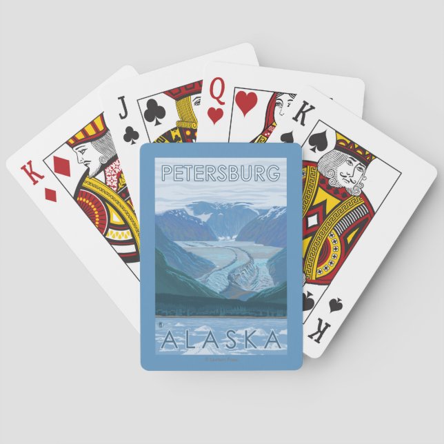 Gletscher-Szene - Petersburg, Alaska Spielkarten (Rückseite)