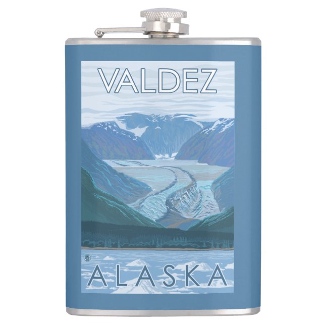 Gletscher-Szene - Valdez, Alaska Flachmann (Vorderseite)