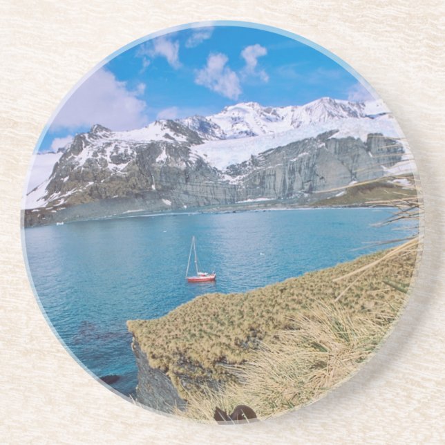 Gletscher und Segelyacht im Hintergrund Untersetzer (Vorne)