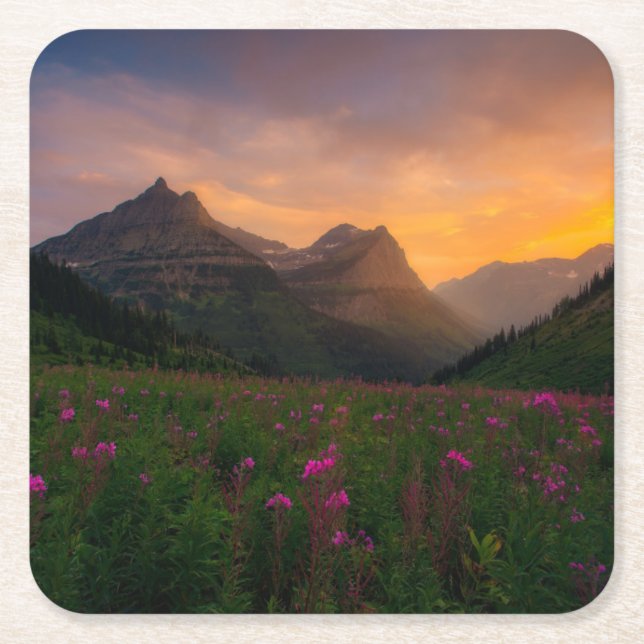 Gletscher-Wildblumen Rechteckiger Pappuntersetzer (Vorderseite)