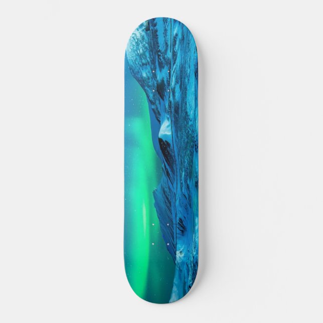Gletscherbrett und Nordlichter. Skateboard (Vorderseite)