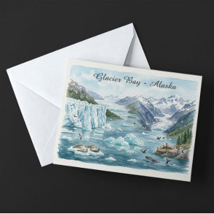 Gletscherbucht Alaska Nationalpark Aquarell Postkarte