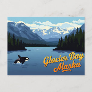 Gletscherbucht Alaska Wal Vintage Kunst Postkarte