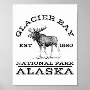 Gletscherbucht Nationalpark Alaska Elch Wandern Ou Poster