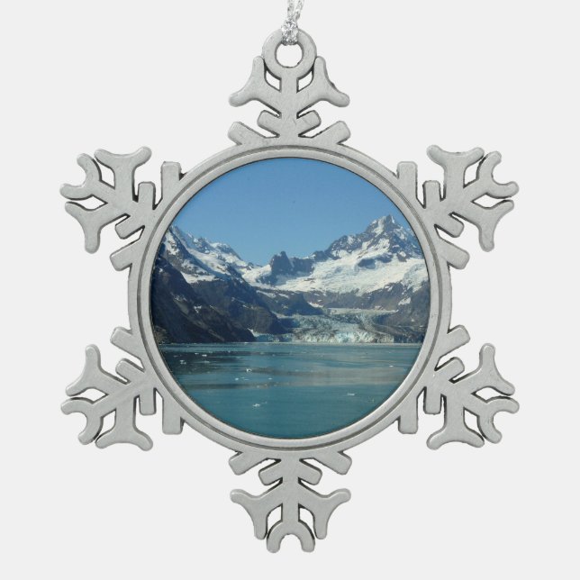 Gletschergewässer von Alaska Gefüttert Schneeflocken Zinn-Ornament (Vorderseite)