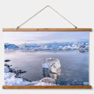 Gletscherlagune Jökulsárlón Wandteppich Mit Holzrahmen