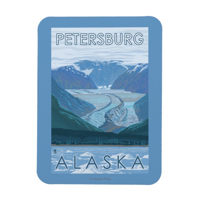 Gletscherszene - Petersburg, Alaska Magnet (Vertikal)