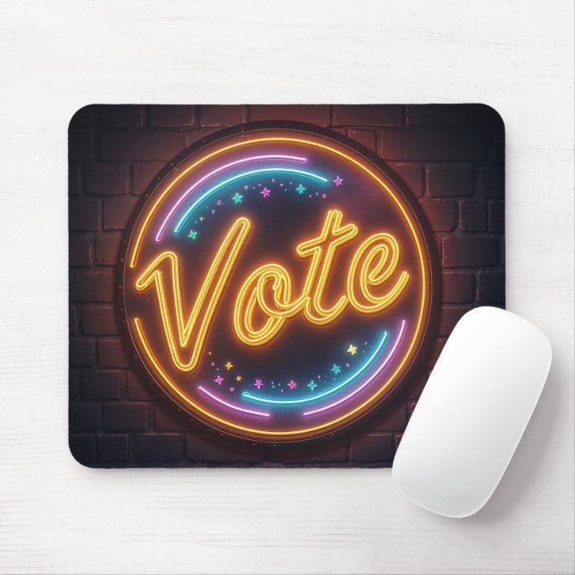 Gleuchtend Neon Vote-Zeichen auf schwarz Mousepad (Mit Mouse)