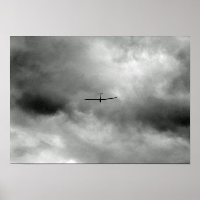 Glider fliegen in grauer Luft Poster (Vorne)