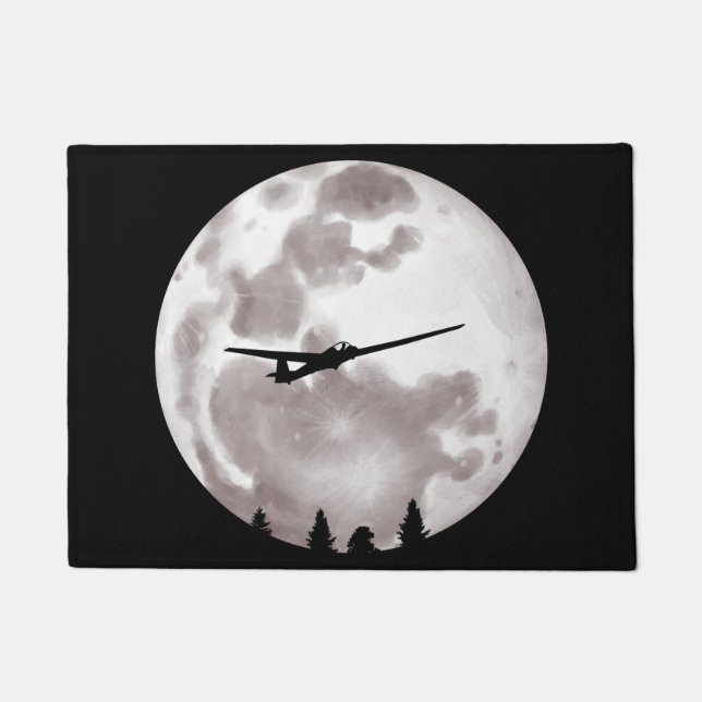 Glider Flugzeug Pilot Vollmond Fußmatte (Vorderseite)