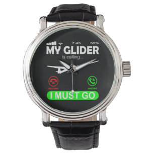 Glider Pilot Gliding is Calling Funny Telephone Armbanduhr