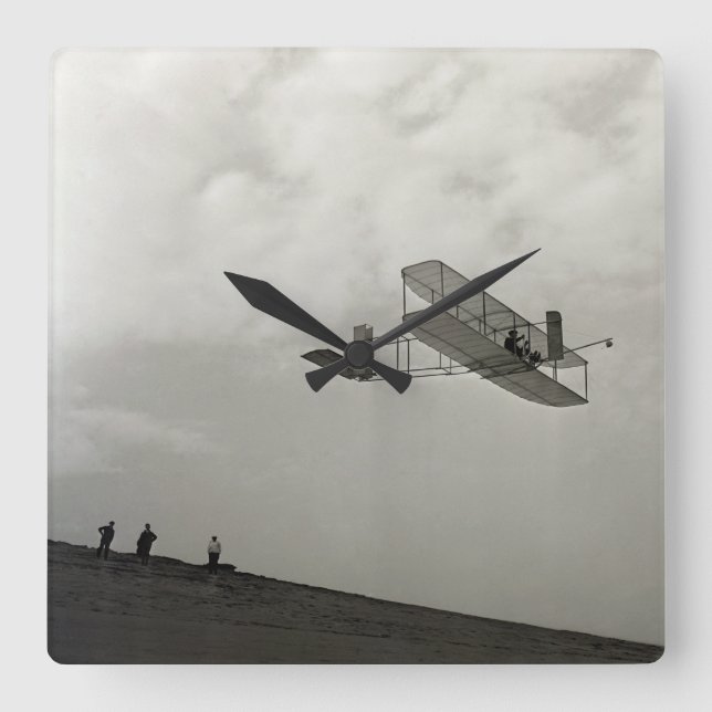 Glider Test Flight Aviation Wright Brothers Quadratische Wanduhr (Vorderseite)