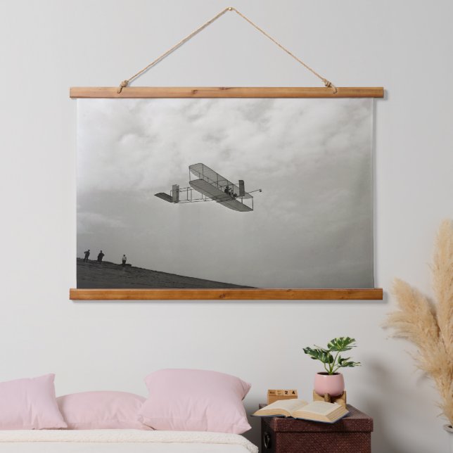 Glider Test Flight Aviation Wright Brothers Wandteppich Mit Holzrahmen (Schlafzimmer)