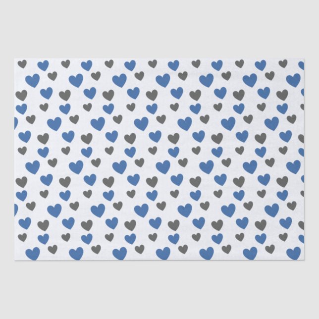 Gliding Hearts - Blau und Grau Seidenpapier (Vorderseite)