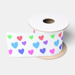 Gliding Hearts - Verschiedene Pastellfarben Satinband