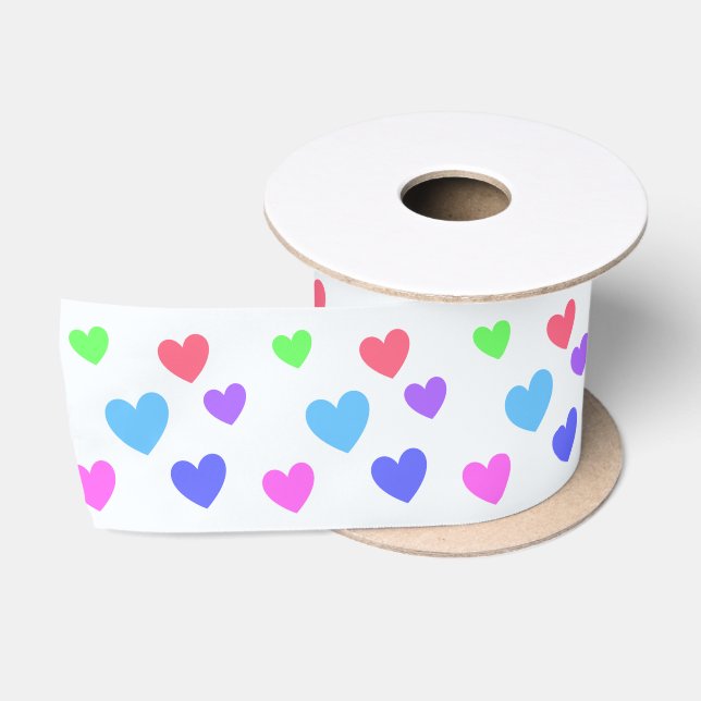 Gliding Hearts - Verschiedene Pastellfarben Satinband (Spule)