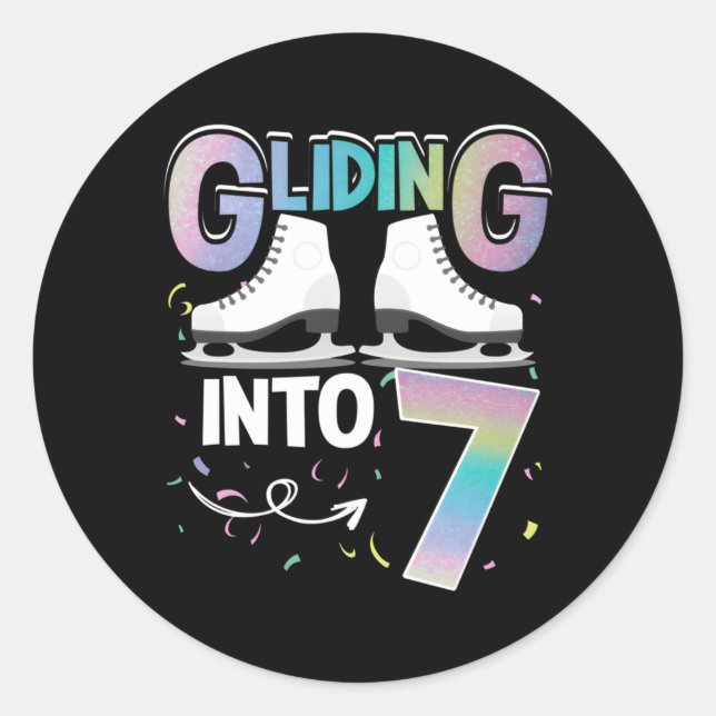 Gliding in 7 Ice Skaten Abbildung Skaten Runder Aufkleber (Vorderseite)