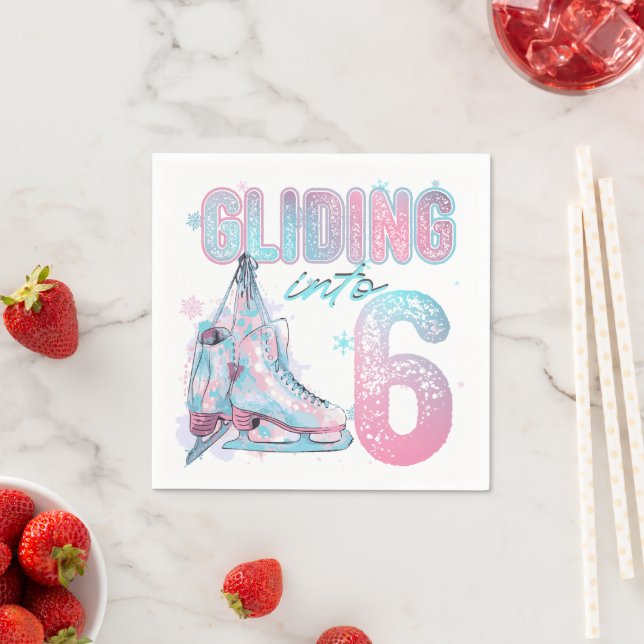 "Gliding into 6th year Skaten Party Serviette (Beispiel)
