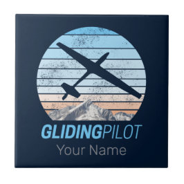 Gliding Pilot Vintag Aviator Sonnenflugzeug Fliese