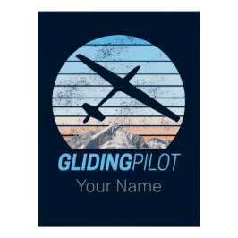 Gliding Pilot Vintag Aviator Sonnenflugzeug Poster