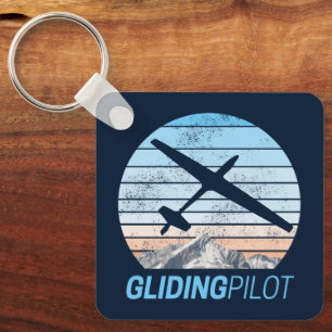 Gliding Pilot Vintag Aviator Sonnenflugzeug Schlüsselanhänger