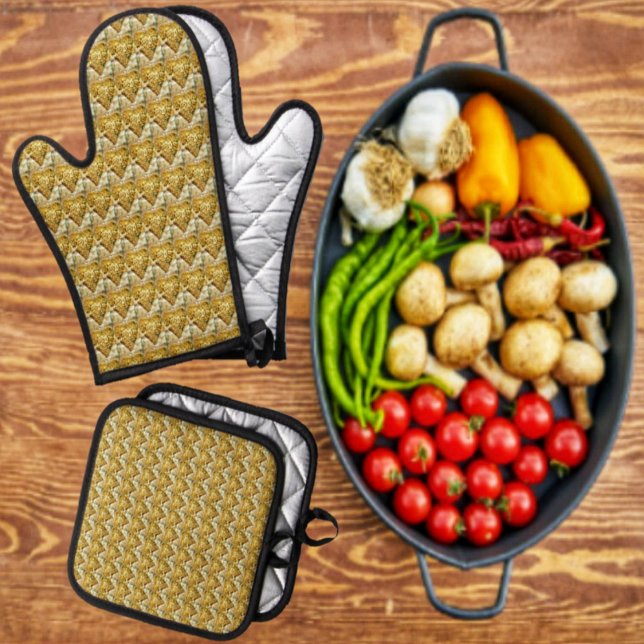 Glimmer der Liebe Ofenhandschuh & Topflappen-Set (Elegant looking, Oven Mitt & Pot Holder Set, for your kitchen!)