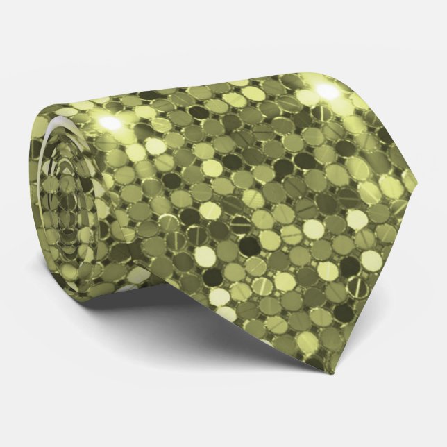 Glimmering Chartreuse Sequin Sparkle Neck Tie Krawatte (Gerollt)