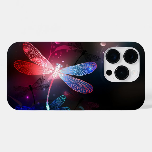 Glimmerne Rote Libelle Case-Mate iPhone 14 Pro Hülle (Rückseite (Horizontal))