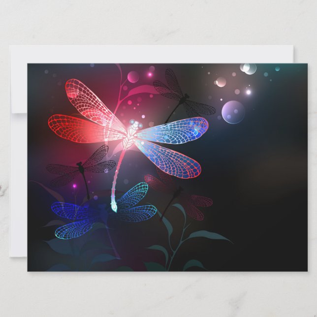 Glimmerne Rote Libelle Feiertagskarte (Vorderseite)
