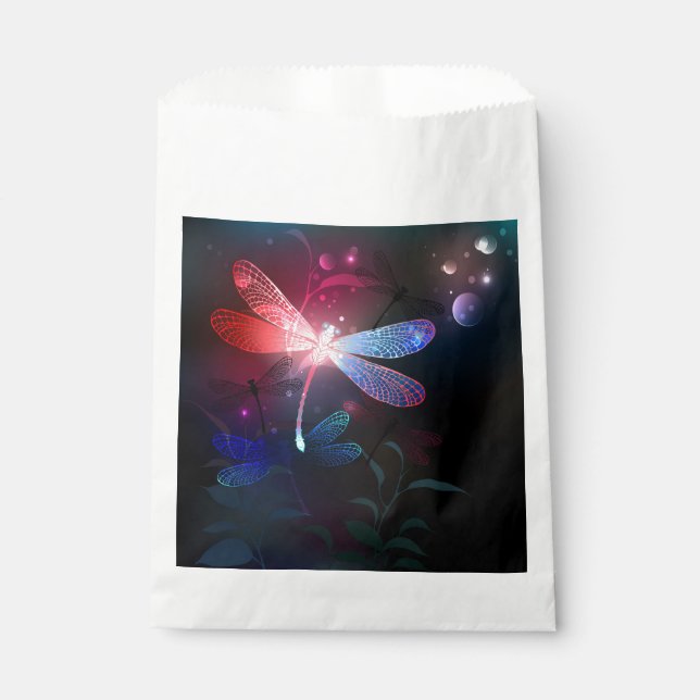 Glimmerne Rote Libelle Geschenktütchen (Vorderseite)
