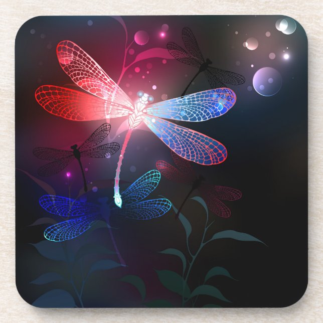 Glimmerne Rote Libelle Getränkeuntersetzer (Vorderseite)
